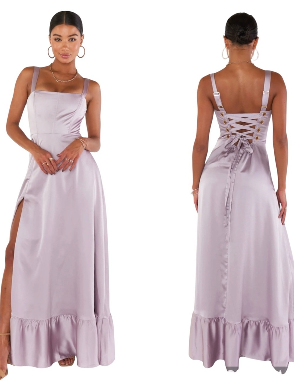 Show Me Your Mumu Clarissa Corset Dress Women’s S Lavender Luxe Satin Bridal